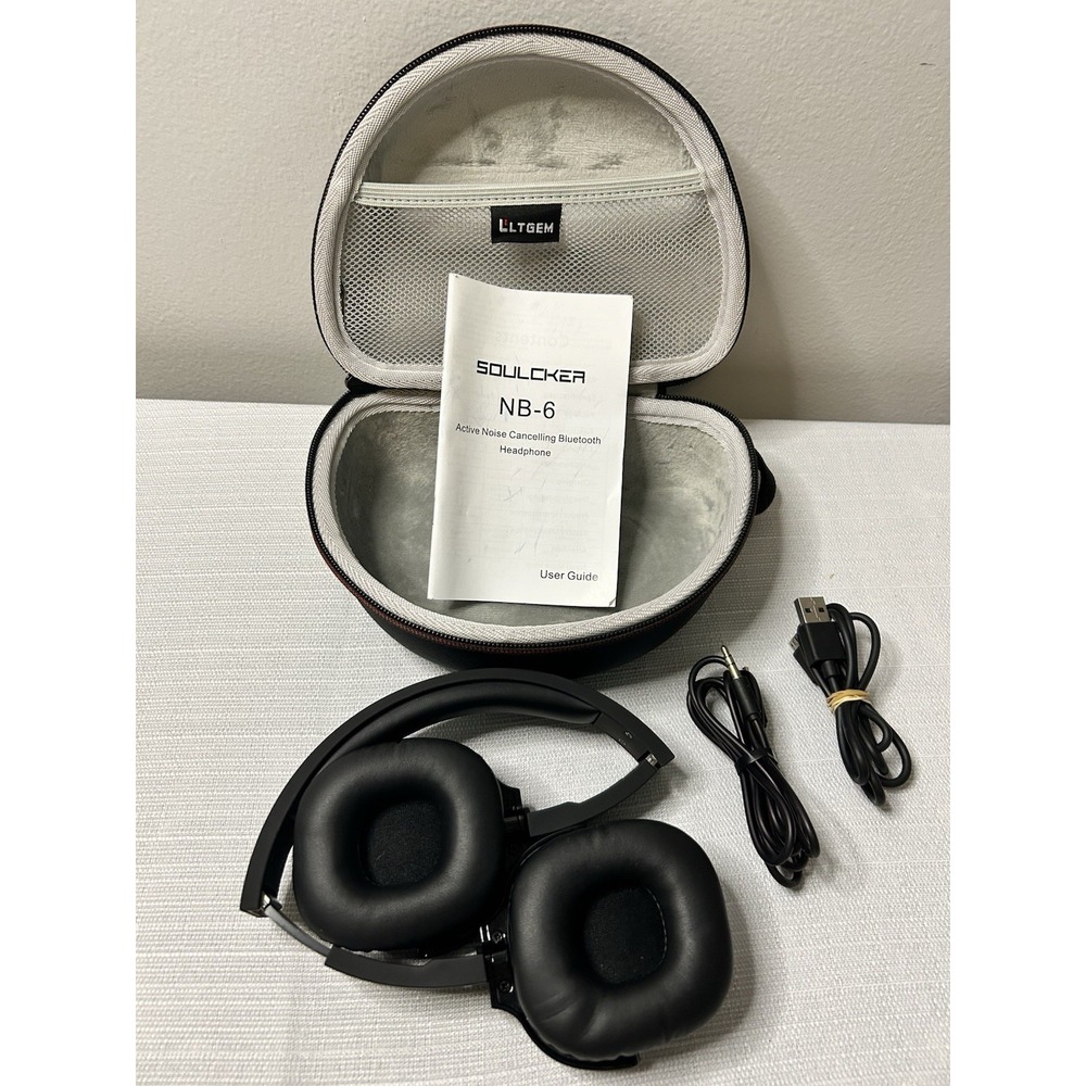 Soulcker NB-6 Active Noise-Cancelling Bluetooth On-ear Headphones - Black